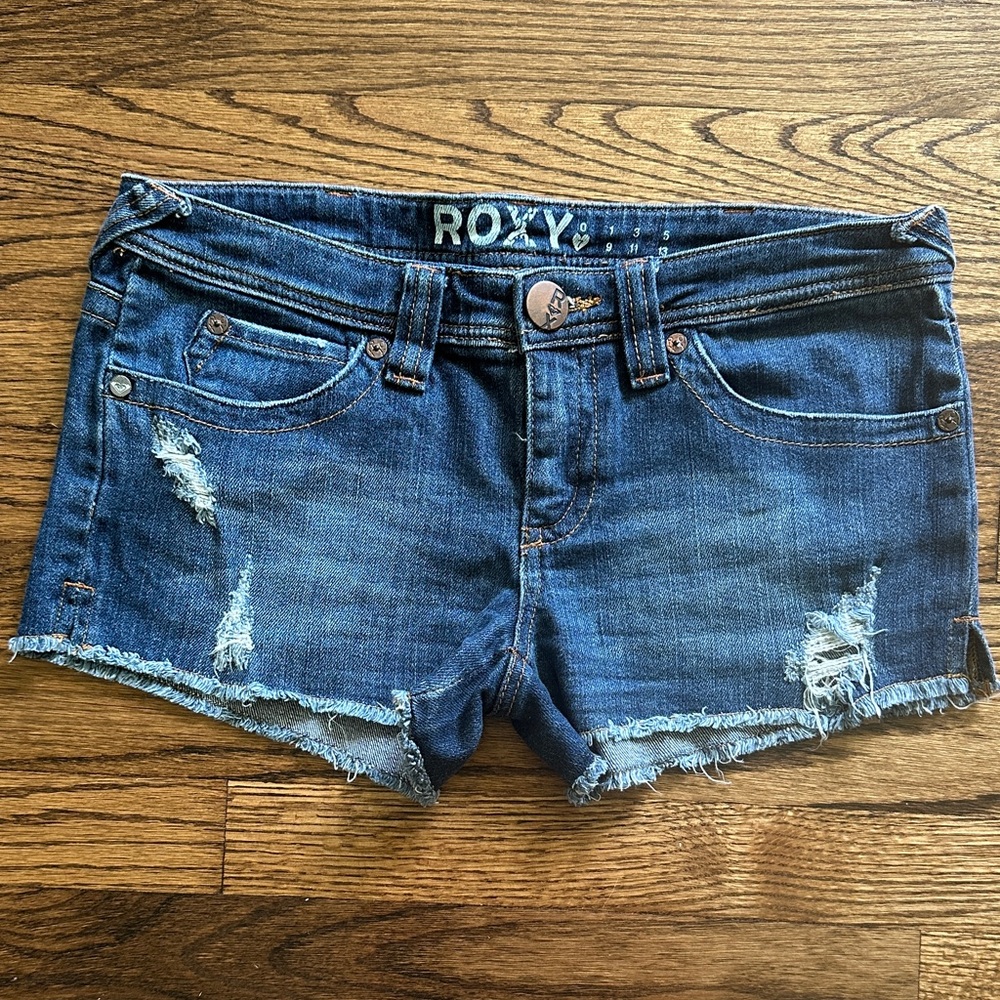 Roxy Distressed Blue Jean Shorts